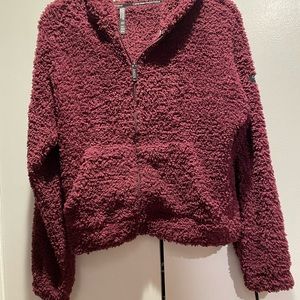 Calvin Klein hooded sherpa jacket. Maroon. Size small. New with tags.
